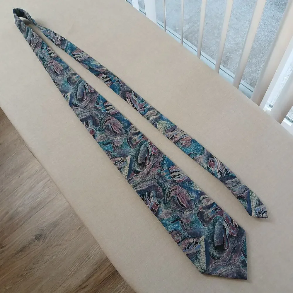 Vintage Etienne Aigner Abstract Painterly Mens Necktie watercolor 90s retro